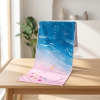 Serviette de plage personnalisée en microfibre imprimée, écologique, séchage rapide, motif dégradé océan, super absorbante, vente en gros