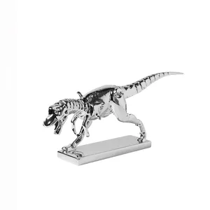 custom resin color metallic electroplated gold silver mechanical tyrannosaurus T Rex figurine sculpture