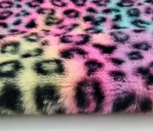 Popular Neon Leopard Rabbit Faux Fur Fabric Polyester Fabric For Garment /Home Textile