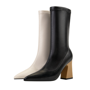 Bottes pour femme à talon carré de 8,5 cm avec fermeture éclair arrière – Chaussures tendance et bottines à la mode - Product Image 5