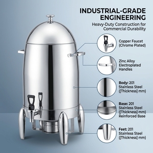 Distributeur de boissons en acier inoxydable chauffable avec robinet, grande capacité, pour jus et autres boissons - Product Image 2