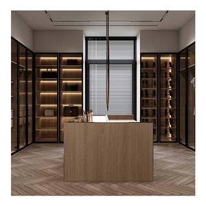 Customized Luxury Wooden Glass Door Walking Open <strong>Closet</strong> Double Bedroom Wardrobe Cabinet - Product Image 6