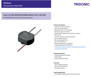 Tridonics 28002142 1.05A 0-10V IP67 Waterproof Aluminum <b>Case</b> 12-24V Constant Current LED Driver 25W 5-Year Warranty LED Lighting - Product Image 2