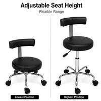 Tabouret pivotant en similicuir PU avec dossier, réglable hydrauliquement, sur roulettes, base à 5 étoiles pour salon de coiffure et institut de beauté