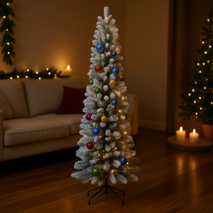 Árbol de Navidad Artificial Preiluminado Xll Pencil de 1.5 m con Base Metálica y Luces LED Cálidas para Decoración Navideña Interior - Product Image 2
