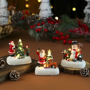 Nuove Decorazioni Natalizie Transfrontaliere: Casetta in Resina, Babbo Natale Luminoso da Tavolo, Regali - Product Image 1