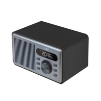 Radio Rumah Kayu FM dengan Speaker Nirkabel BT, Jam Alarm, Timer Tidur, dan Pemutar USB / TF