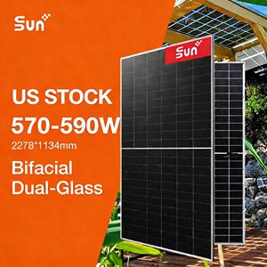 Panneau solaire bifacial SUNPLUS 585W de type N, cellules de 125 mm, efficacité de 17,52 %, solutions d'énergie commerciales, modèle US Warehouse One - Product Image 1