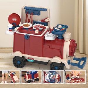 <span class=keywords><strong>3</strong></span> in 1 coltelleria in treno su auto Trolley giocattolo per bambini simulazione cucina finta Play House Set con musica volante - Product Image 2