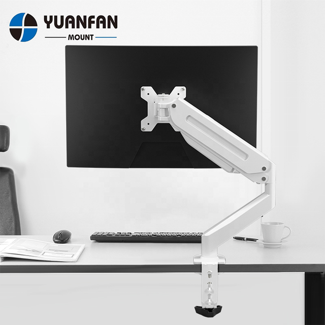 MD8 17"-32" 10kg Cost Effective Gas Spring Single Monitor Arm Desk Mount White Monitor Screen Stand Bracket Computer VESA Mount