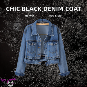 Hot Selling High Waist Short Black <b>Denim</b> <b>Coat</b> Female Casual Button Washed Breathable Waterproof Vintage 100% Cotton Spring - Product Image 2