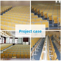 Chaise de salle de conférence en bois avec structure en alliage d'aluminium, design moderne et minimaliste, accoudoirs, chaise fixe pour salle de cours et école