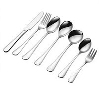 Ensemble de couteau, fourchette et cuillère en acier inoxydable 304 ; Vaisselle épaissie 1010 ; Cuillères à dessert pointues ; Finition miroir moderne minimaliste