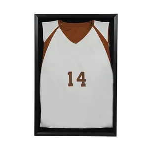 Maglia da calcio da basket sportiva personalizzata in legno profondo Shadow Box 3D Wood Jersey Display Frame
