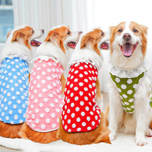 Pet <b>Clothes</b> Polka Dot Lace Vest Winter Dog <b>Cat</b> Apparel <b>For</b> Small Medium Pets Warm Cozy Outfit Fashionable Pet Wear - Product Image 1