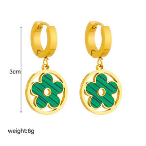 Gioielli di moda in oro placcato 18K in <span class=keywords><strong>acciaio</strong></span> inox da donna perla cuore fiore smeraldo foglia di piume orecchino <span class=keywords><strong>albero</strong></span> <span class=keywords><strong>della</strong></span> <span class=keywords><strong>vita</strong></span> orecchino - Product Image 3