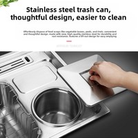 Robinet de cuisine moderne en acier inoxydable 304, finition brossée, triple cuve, multifonctionnel pour le lavage des légumes et des vaisselles