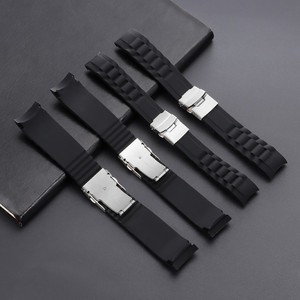Correa de silicona con extremo curvado <span class=keywords><strong>para</strong></span> reloj, correa deportiva resistente al agua, cierre de doble pulsador, correa de repuesto <span class=keywords><strong>para</strong></span> reloj inteligente, duradera y suave - Product Image 3