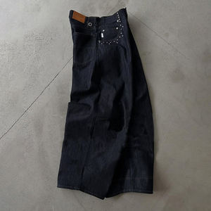 Üretici özel erkek japon kırmızı öz kenar % 100% pamuk klasik boş koyu mavi ham kenar Denim Jean - Product Image 5