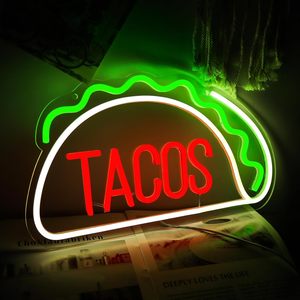 Enseigne néon LED Tacos pour décoration murale, idéale pour restaurant mexicain, bar, enseigne lumineuse en acrylique pour restaurant, restauration rapide, vitrine de magasin - Product Image 1
