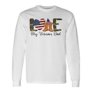 Camiseta de manga larga con estampado de la bandera de Estados Unidos y botas de camuflaje para el Día de los Veteranos, con la frase Love My Veteran Dad - Product Image 2