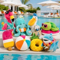 Originele Pluche Figuurtjes Zomer Zwembad Strandset, Zee Dieren Fruit Pluche Speelgoed voor Strandvakantie Kinderfeestje & Cadeau