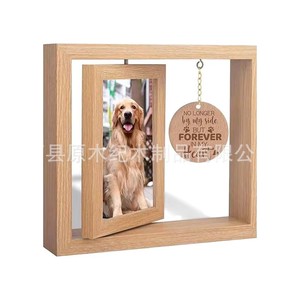 Wooden Pet Commemorative <b>Photo</b> <b>Frame</b> <b>Double</b> Sided Rotatable Tabletop Solid Wood Rectangle Handmade For Living Room Bedroom - Product Image 5