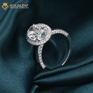 Anillo de Compromiso y Boda de Oro Blanco de 10k, 14k, 18k con Diamante Cultivado en Laboratorio de Corte Ovalado de 1CT, 2CT, 3CT, Personalizado por Goldleafgem, con Certificado IGI - Product Image 6
