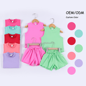 Conjunto de Yoga Nuevo y Moderno para <span class=keywords><strong>Chicas</strong></span>, Color Sólido, Camiseta sin Mangas, Pantalones Cortos de Doble Capa, Alta Elasticidad, Diseño Personalizado - Product Image 1