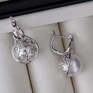 Accesorios de Plata S925 para DIY con Perlas, Bandeja Vacía Edición Ligera para Perlas de 12-13mm, Broche para Oreja para Joyería 21800 - Product Image 3