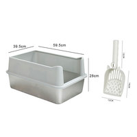 Pet Grande Toilette pour Chats Lapin Nettoyage Facile Bac à Litière pour Animaux de Compagnie Côtés Fermés Bac à Litière pour Chat Xl en Acier Inoxydable