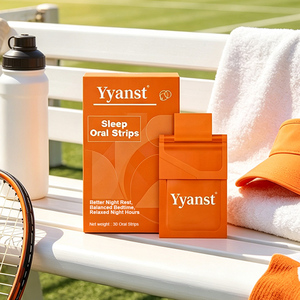 Vente en gros de bandes buccales personnalisées pour le sommeil, boîte d'emballage géométrique orange, 30 pièces, film à dissolution rapide pour la relaxation nocturne et le bien-être, approvisionnement en vrac - Product Image 2