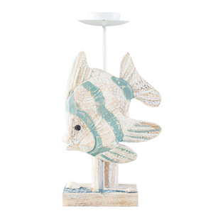 Candelabro de Madera Estilo Mediterráneo con Decoración de Estrella de Mar, Concha y Pescado, Decoración para el Hogar, Material de Pino - Product Image 4
