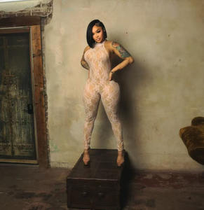 Nuova Tuta Intera da Donna Sexy in Rete con Scollo all'Americana Senza Maniche Senza Schiena Stile Playsuit per Serate - Product Image 6