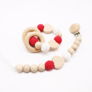 Ciuccio per dentizione in legno clip per ciuccio per bambini portatenella per 0-12 mesi - Product Image 1