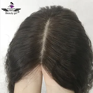 Androgenic Alopecia Remy Human Hair Topper Free Part Silk Base Natural Hair Wave Toupee Silk Top Flat Hair Topper