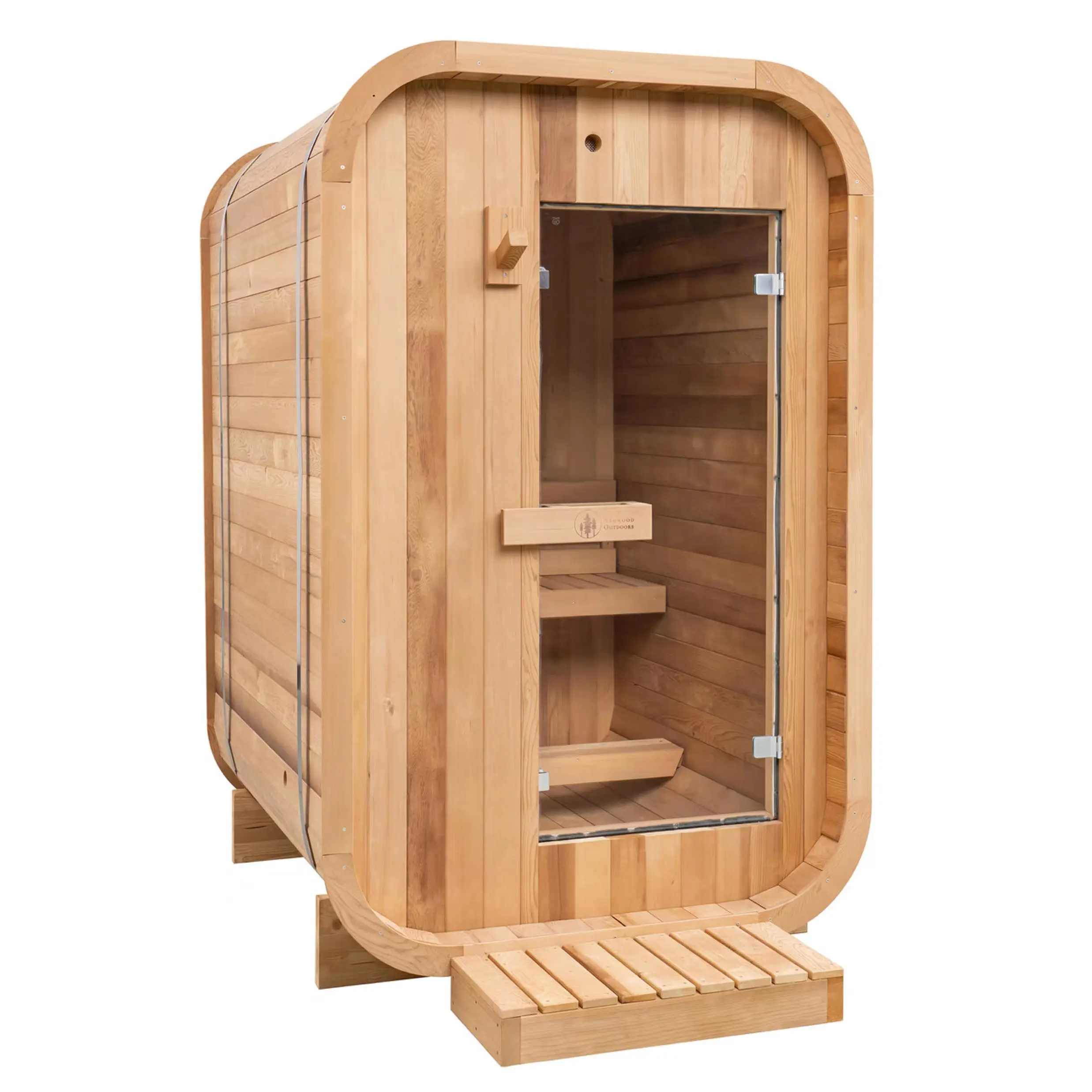 Sala de sauna em cubo de cedro vermelho para 1 pessoa com conjunto completo de acessórios para sauna Sauna quadrada ao ar livre