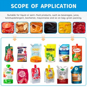 주스 밀크 쉐이크를위한 고속 맞춤형 자동 스탠딩 스파우트 파우치 충전 및 캡핑 기계 - Product Image 2