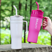 D5726 Vaso Deportivo de Plástico de Gran Capacidad (40oz) con Pajita y Asa, Portátil para Viajes en Auto, para Hombres y Mujeres, Nuevo Estilo