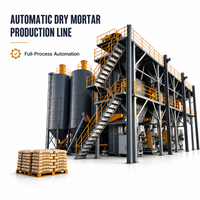 Ligne de production de mortier sec entièrement automatique sans rétrécissement, avec pesage automatique, mélangeur sans gravité et système d'emballage automatique