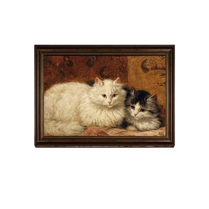 Art mural chat vintage encadré impression sur toile peinture animale réaliste pour la décoration intérieure