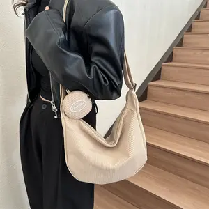 뉴 숄더 여성 일본 코듀로이 학생 교실 통근 다용도 대용량 크로스 트레이 가방
