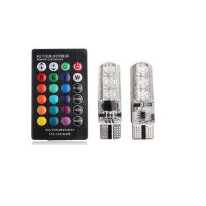 Luz de estacionamiento para coche T10 5050 RGB, luz de lectura de silicona impermeable con control remoto de siete colores, luz estroboscópica, luz de maletero - Product Image 1