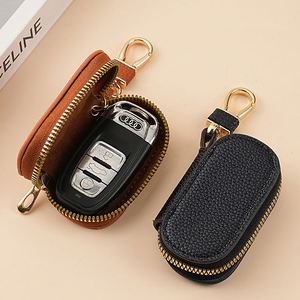 Porte-clés minimaliste en cuir PU léger avec fermeture éclair et anneau métallique pour les trajets quotidiens et la maison, pour hommes et femmes - Product Image 4