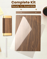 Support de menu en bois écologique A5 avec base en bois, support de menu de table en bois pour affiche de menu, support d'affichage en bois