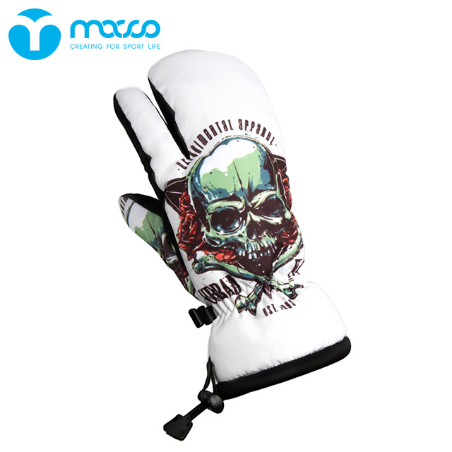 macco Professional thickened waterproof warm motorcycle ski gloves winter touchable velvet cotton three-finger white