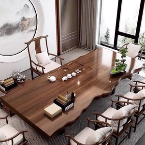 Ensemble table et chaises en bois massif, meubles de salon de style chinois, ensemble de préparation du thé fait à la main, inspiré du Zen - Product Image 3