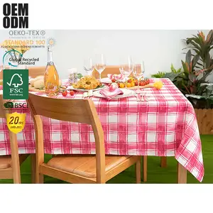 Outdoor Plaid Printed Polyester Square Waterproof Table Cloth Polyester Checkered Table Cloth Rectangle Tablecloth