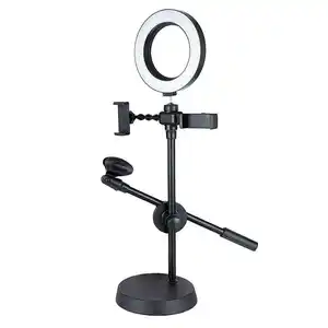 CPYP professional adjustable microphone desktop stand live voice mobile phone stand with 16cm ring light