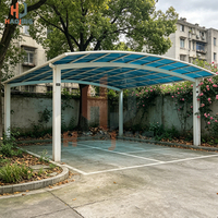 Abri de voiture en alliage d'aluminium avec revêtement en poudre, toit en polycarbonate, résistant au vent, imperméable, protection UV, avec gouttière de drainage facile à installer